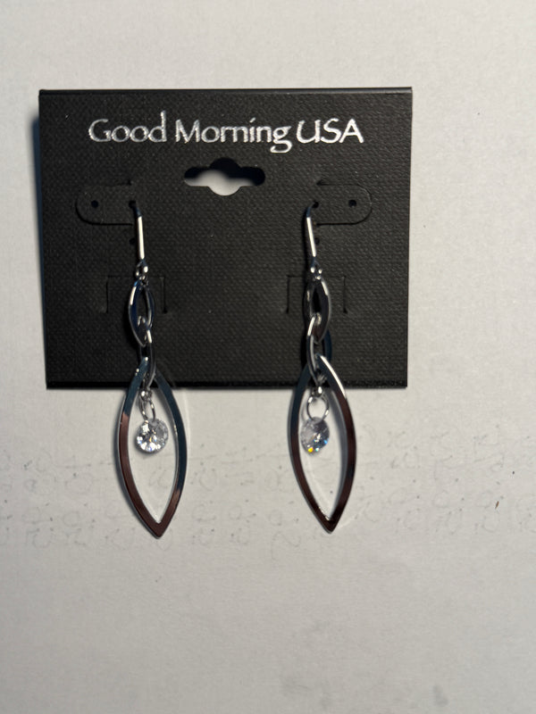 DC Silver Linked Teardrop Crystal Earrings
