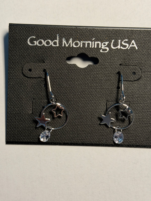 DC Silver  Starry Orbit Crystal Earrings
