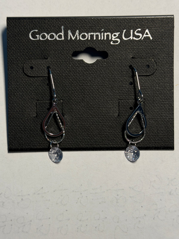DC Silver Radiant Teardrop Crystal Dangles