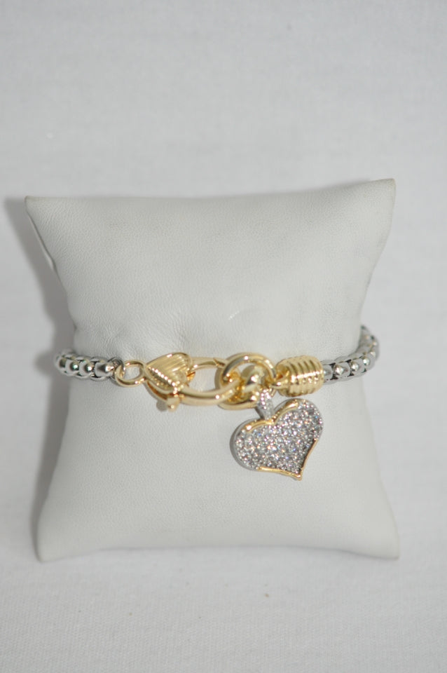 DC Two-Tone Heart Charm Bracelet