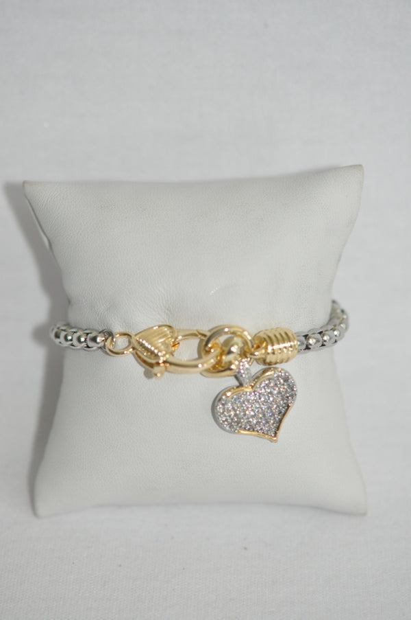 DC Two-Tone Heart Charm Bracelet