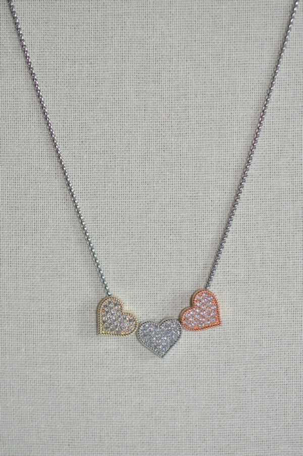 DC Triple Heart Sparkle Necklace