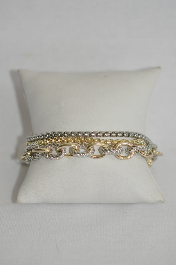 DC Mixed Metal Layered Chain Bracelet