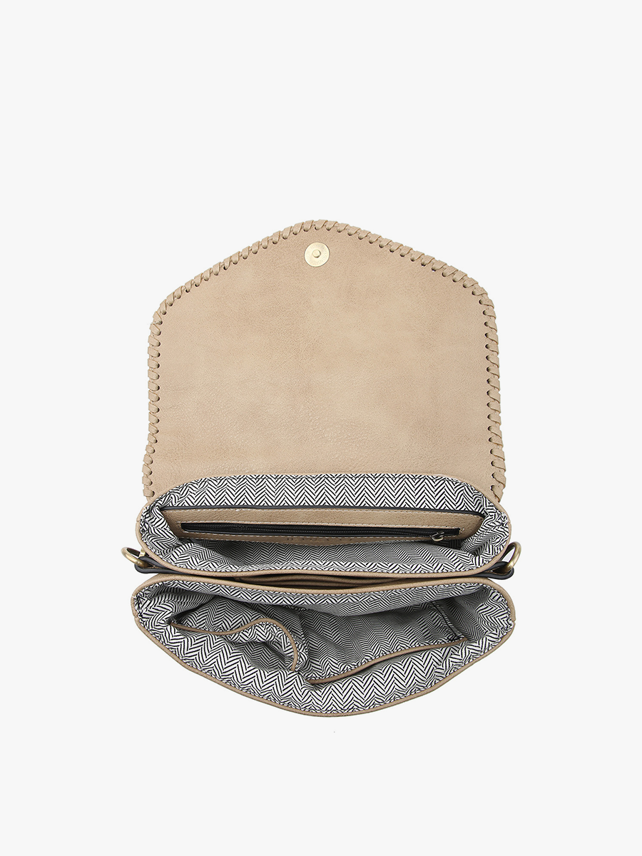 Sloane Crossbody w/ Whipstitch in Parchment
