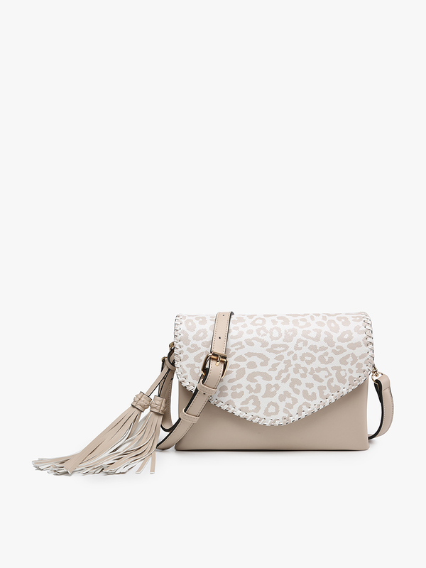 Sloane Crossbody w/ Whipstitch in Parchment