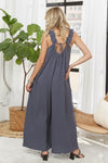 AD Ruffle Shoulder Jumpsuit / Slate Blue