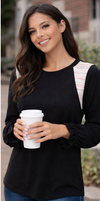 Layered Lace Shoulder Top in Black