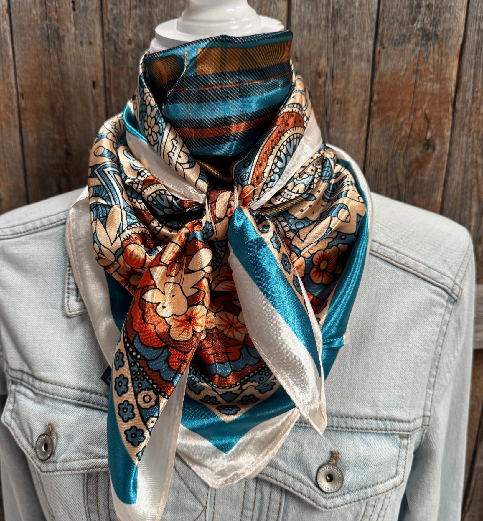 RD Teal & Cream Paisley Wild Rag