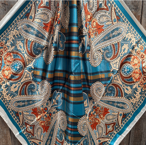 RD Teal & Cream Paisley Wild Rag