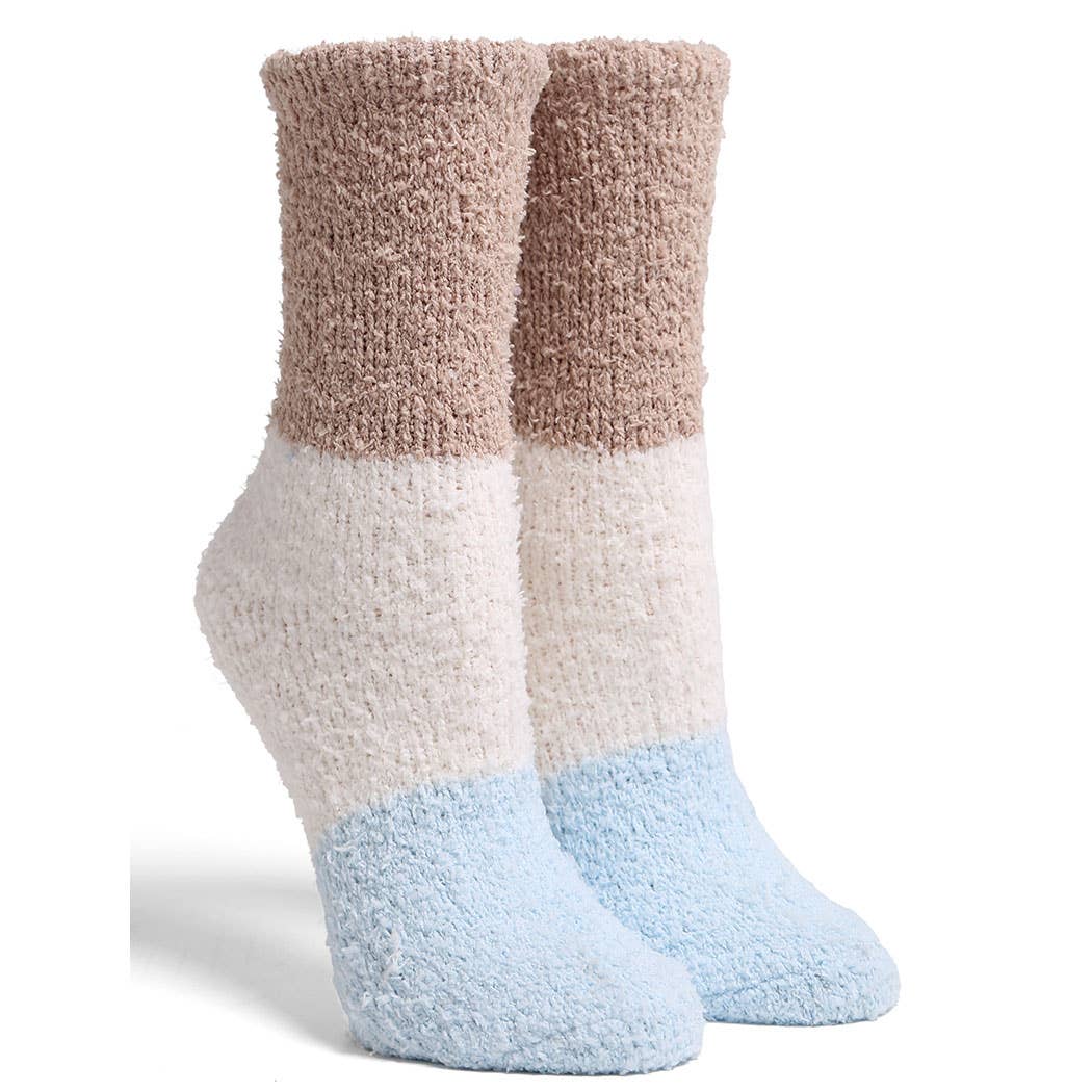 Luxury Socks in Taupe/White/Blue