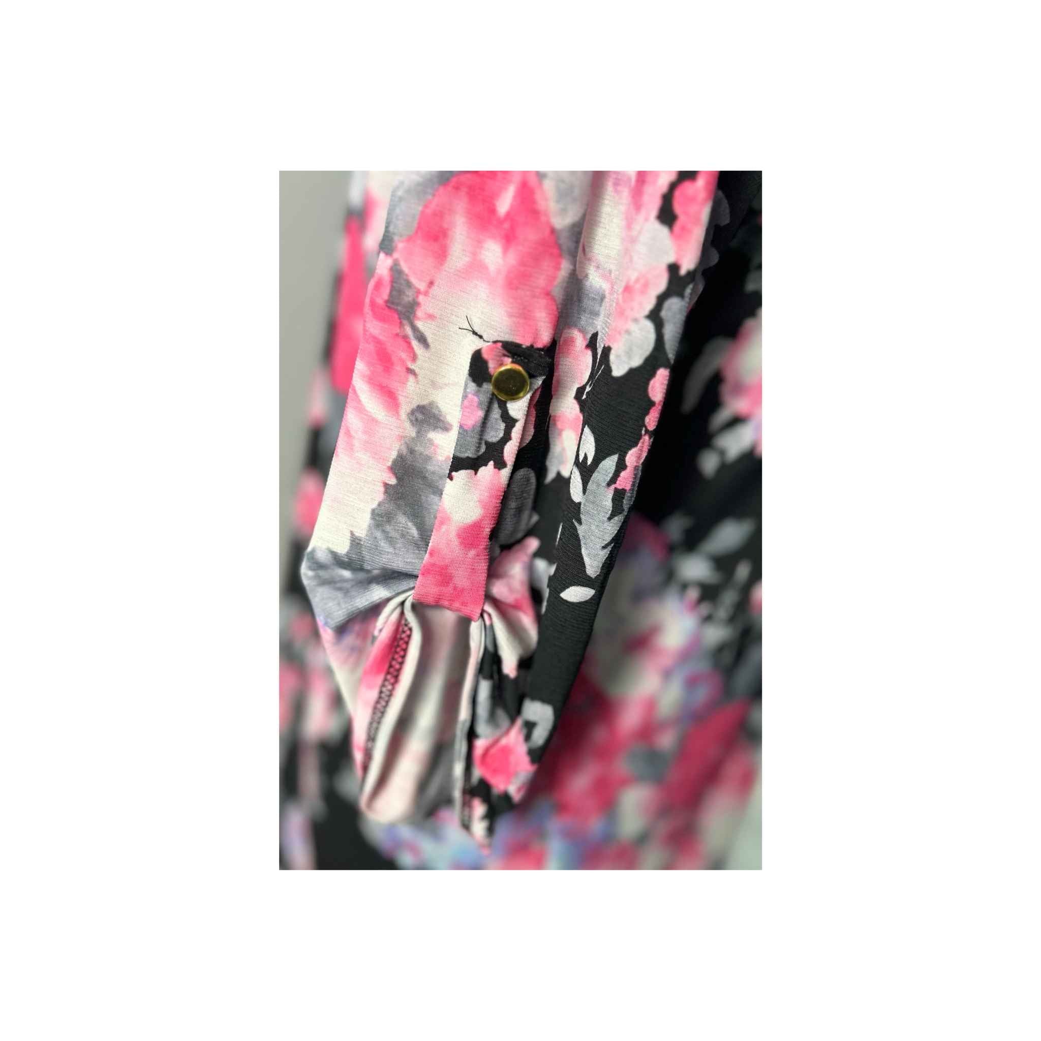 Black And Pink Floral Print Blouse