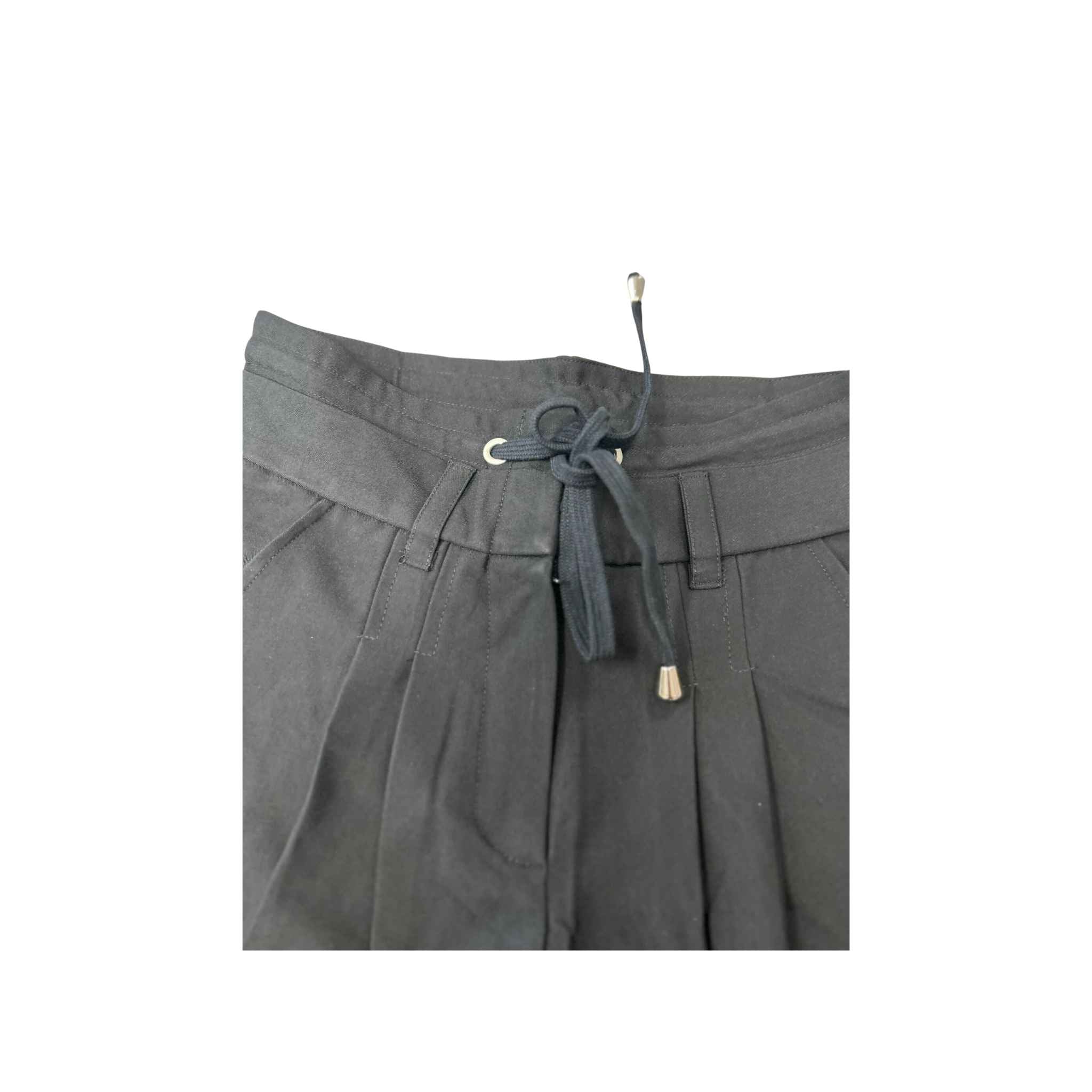 Black Wide Leg Dress Pants with Drawstring Waist