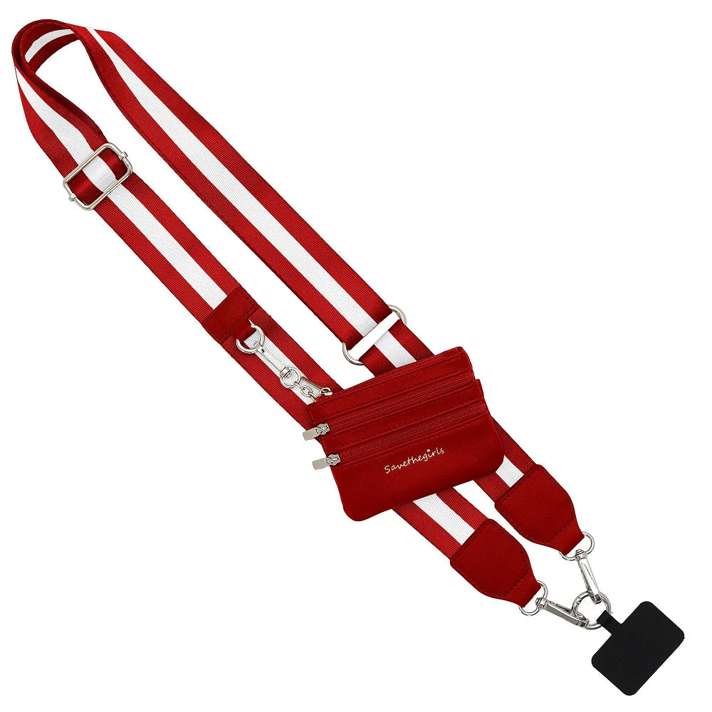 Clip & Go Strap w/Pouch Red & White