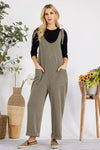Ribbed Jumpsuit in Olive