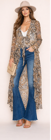 V Animal Print Duster