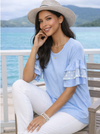 Sweet Breeze Polka Dot Ruffle Sleeve Top