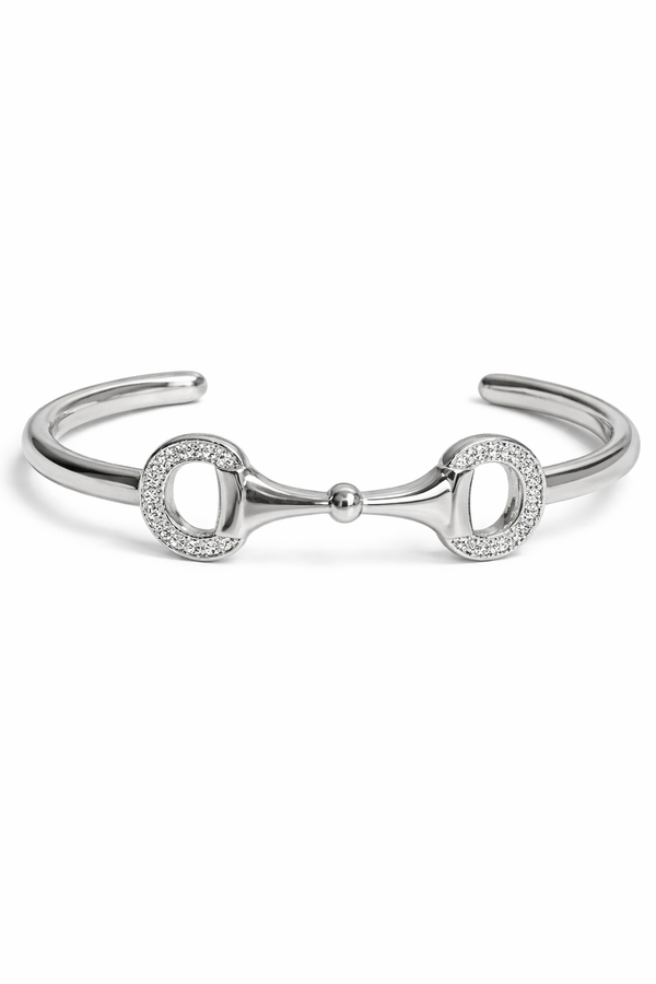 DC Silver Bit Crystal Cuff Bracelet