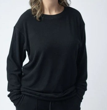 MM Corrine Ribbed Pullover in Black