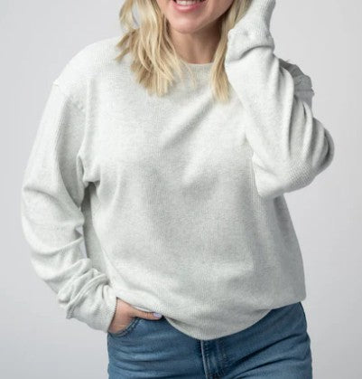 MM Corrine Ribbed Pullover in Light Gray