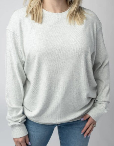MM Corrine Ribbed Pullover in Light Gray