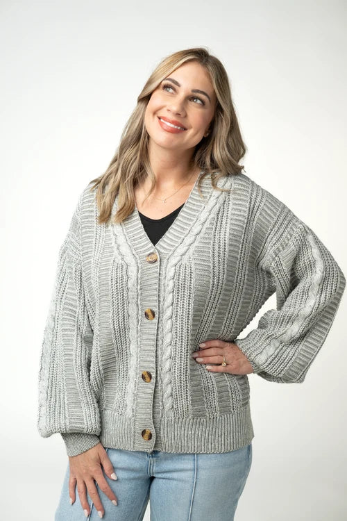 MM Cable Cardigan in Gray