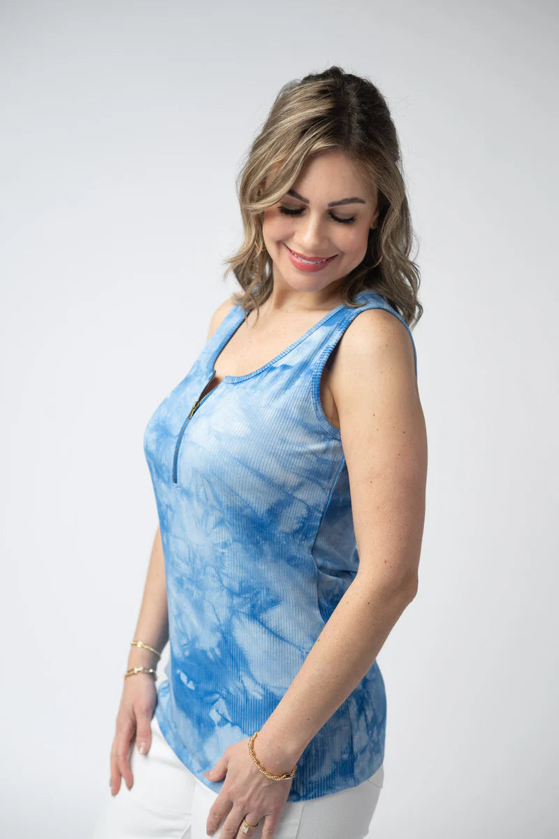 MM Mila Zipper Tank-Blue