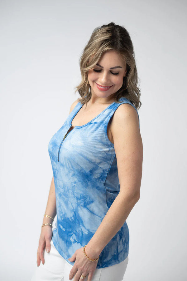 MM Mila Zipper Tank-Blue