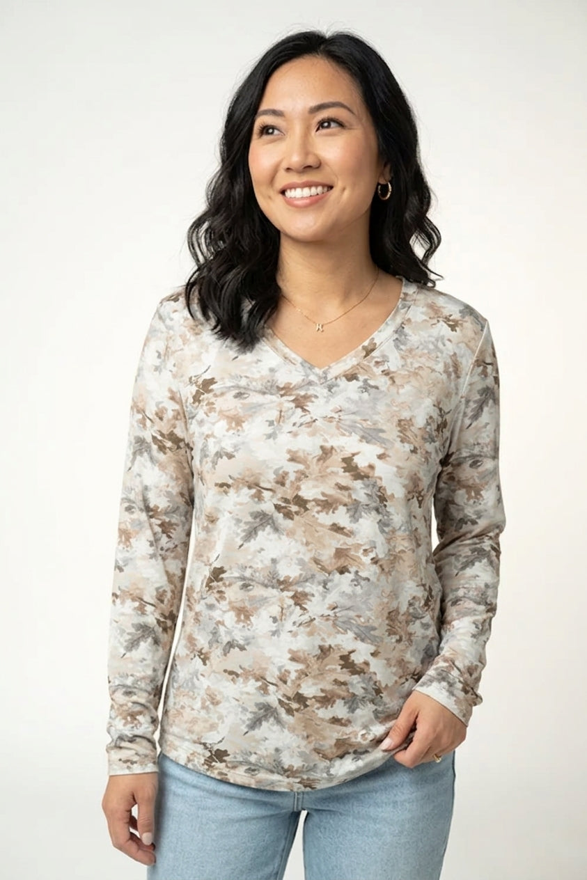 MM Larissa Neutral Leaves Top