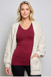 P Oversized Ribbed Cardigan/Almond
