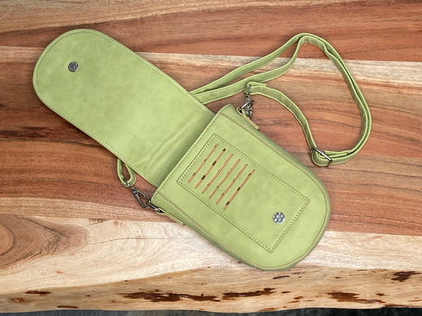 Shoulder Bag with Card Holder Slots in Olive