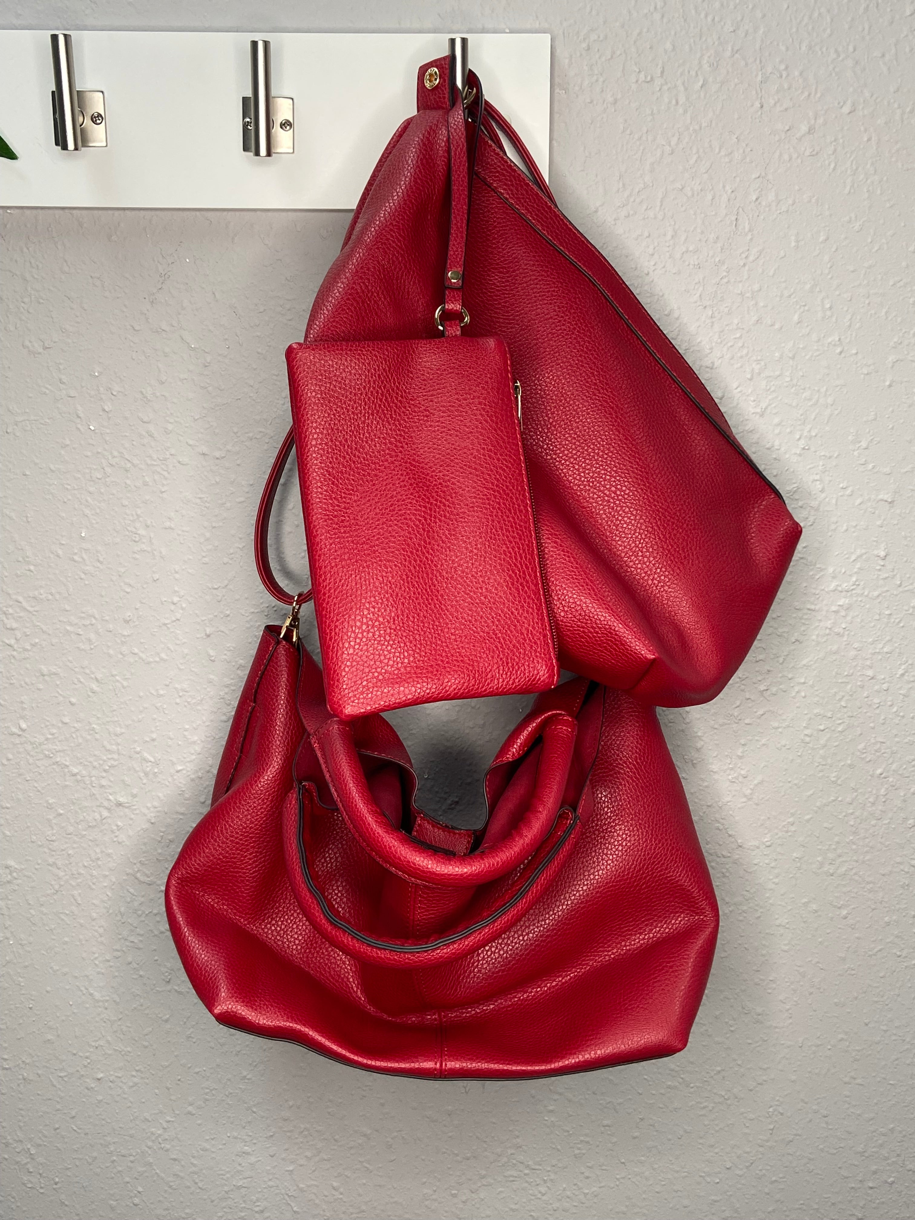 Round Handle Tote Bag in Red