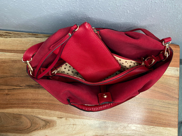 Round Handle Tote Bag in Red