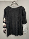 Long Sleeve V-Neck Top with Contrast Pattern