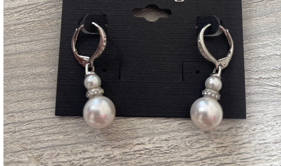 Silver Pearl & Crystal Earrings