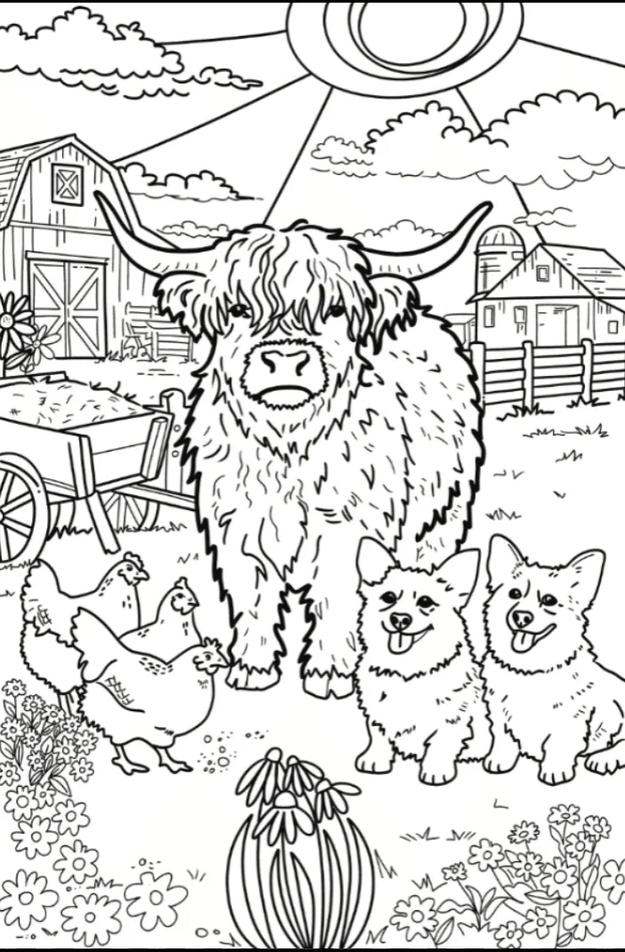 TH Highland Cow Coloring Poster