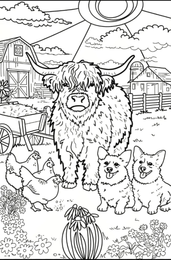 TH Highland Cow Coloring Poster