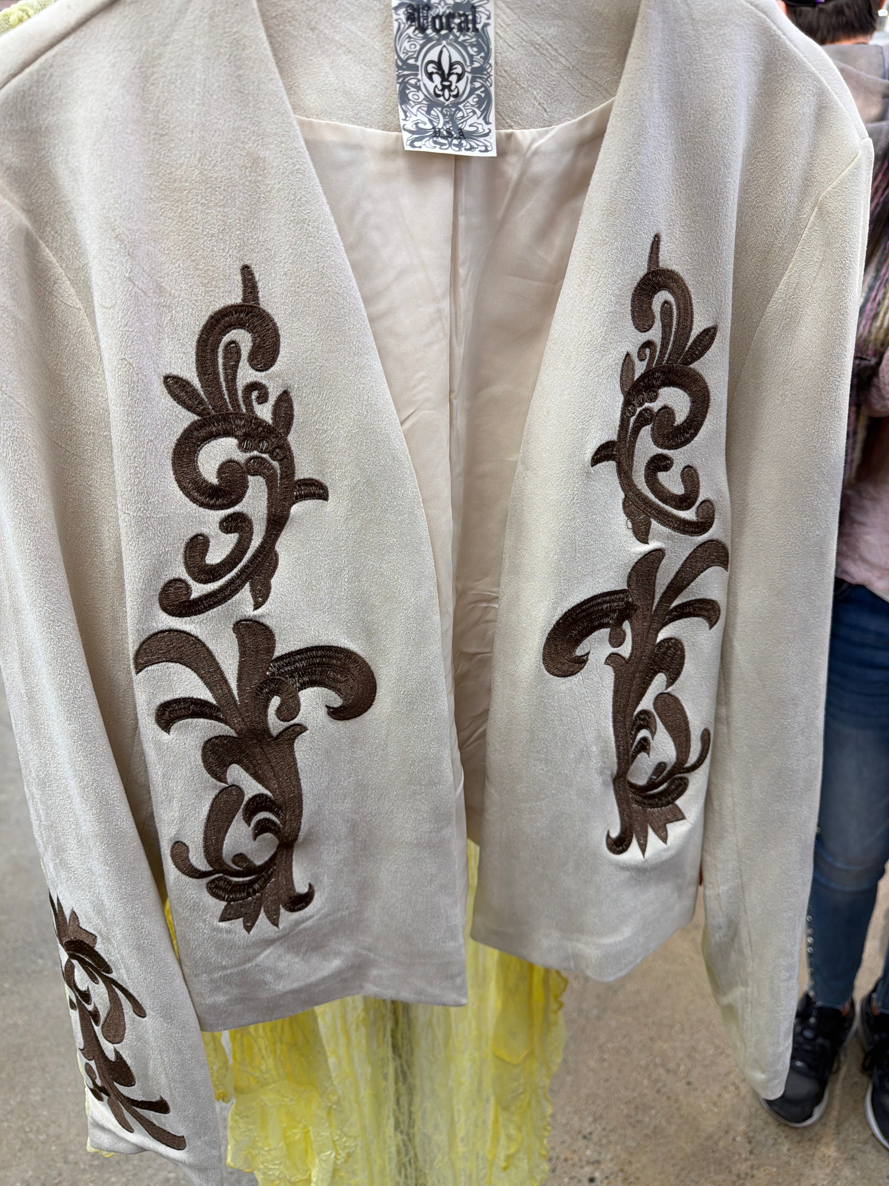 V Faux Suede Jacket in Natural