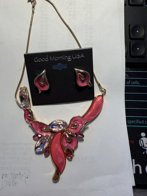DC Rose Petal Luxe Statement Necklace &amp; Earring Set