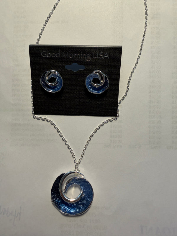 DC Ocean Swirl Pendant Necklace &  Earring Set