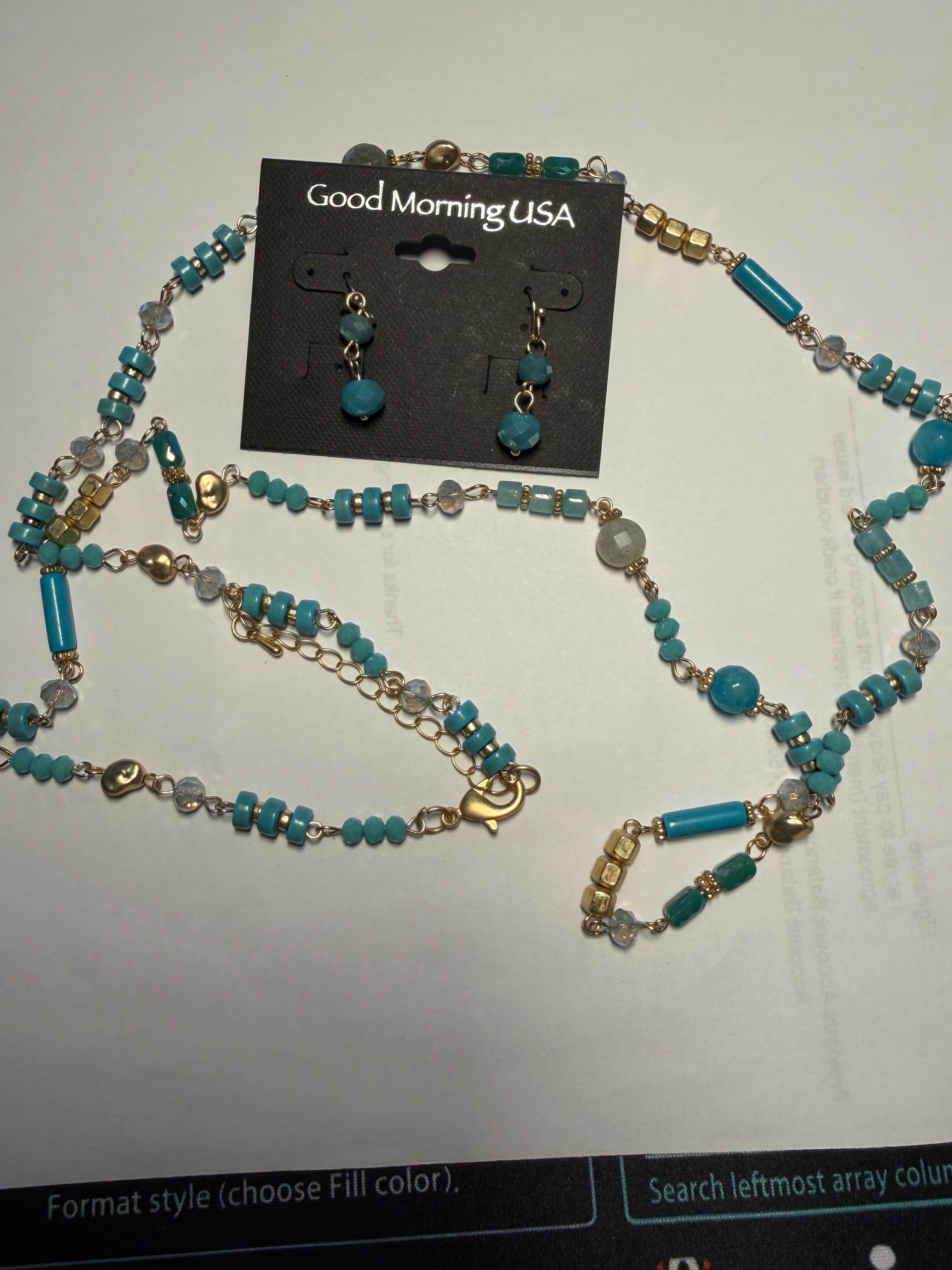 DC Turquoise Coast Beaded Necklace &  Earring Set