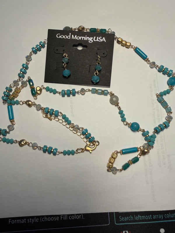 DC Turquoise Coast Beaded Necklace &  Earring Set