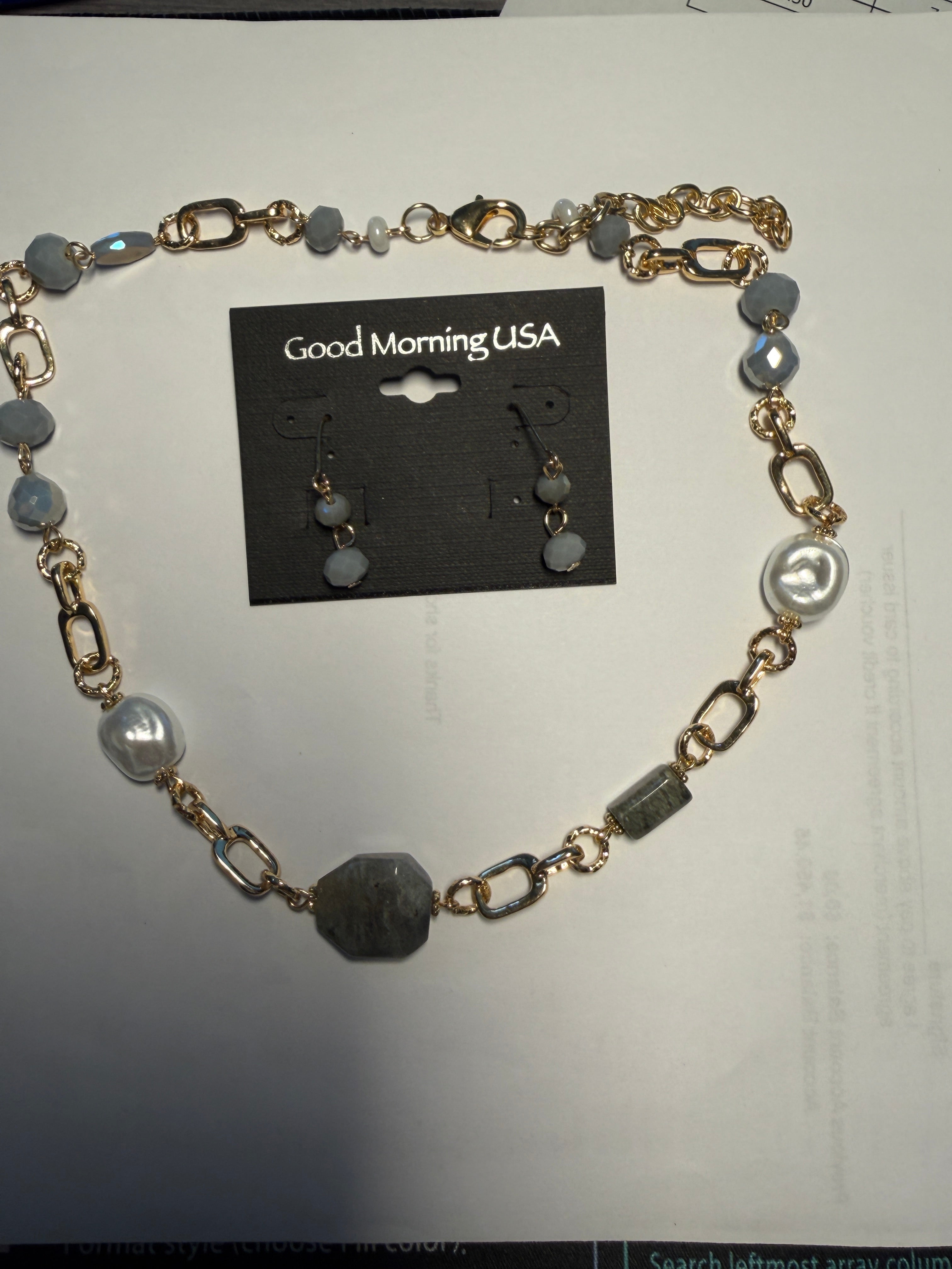 DC Soft Gray Pearl Link Necklace &  Earring Set