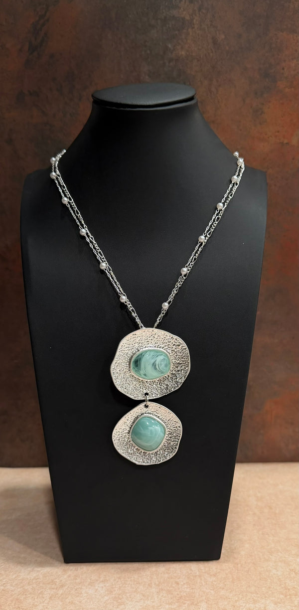 DC Sea Glass Halo Pendant Necklace