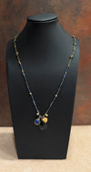 Blue & Gold Floral Charm Necklace