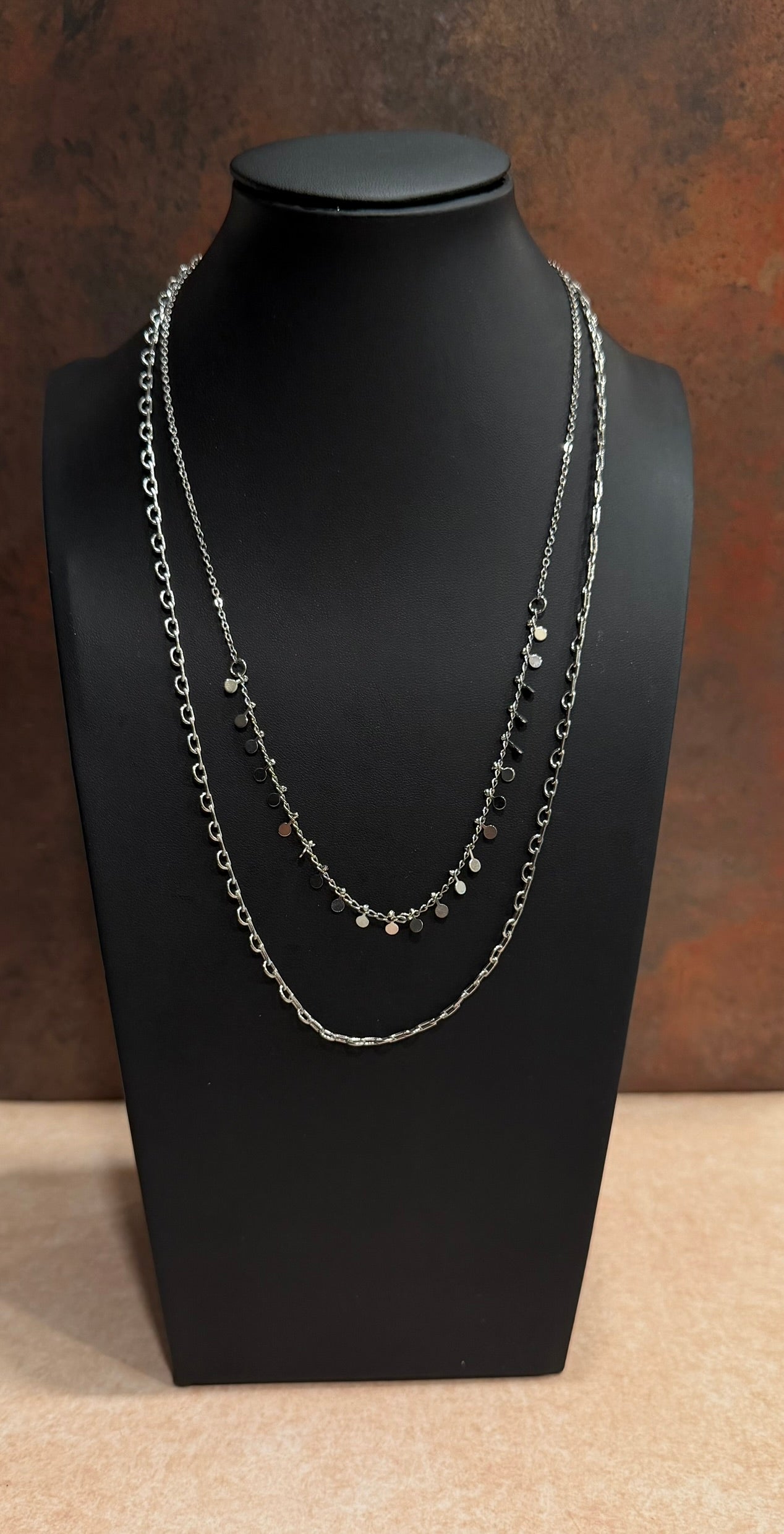 Double String Silver Necklace