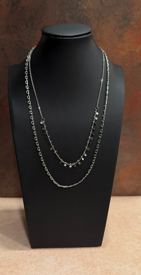 Double String Silver Necklace