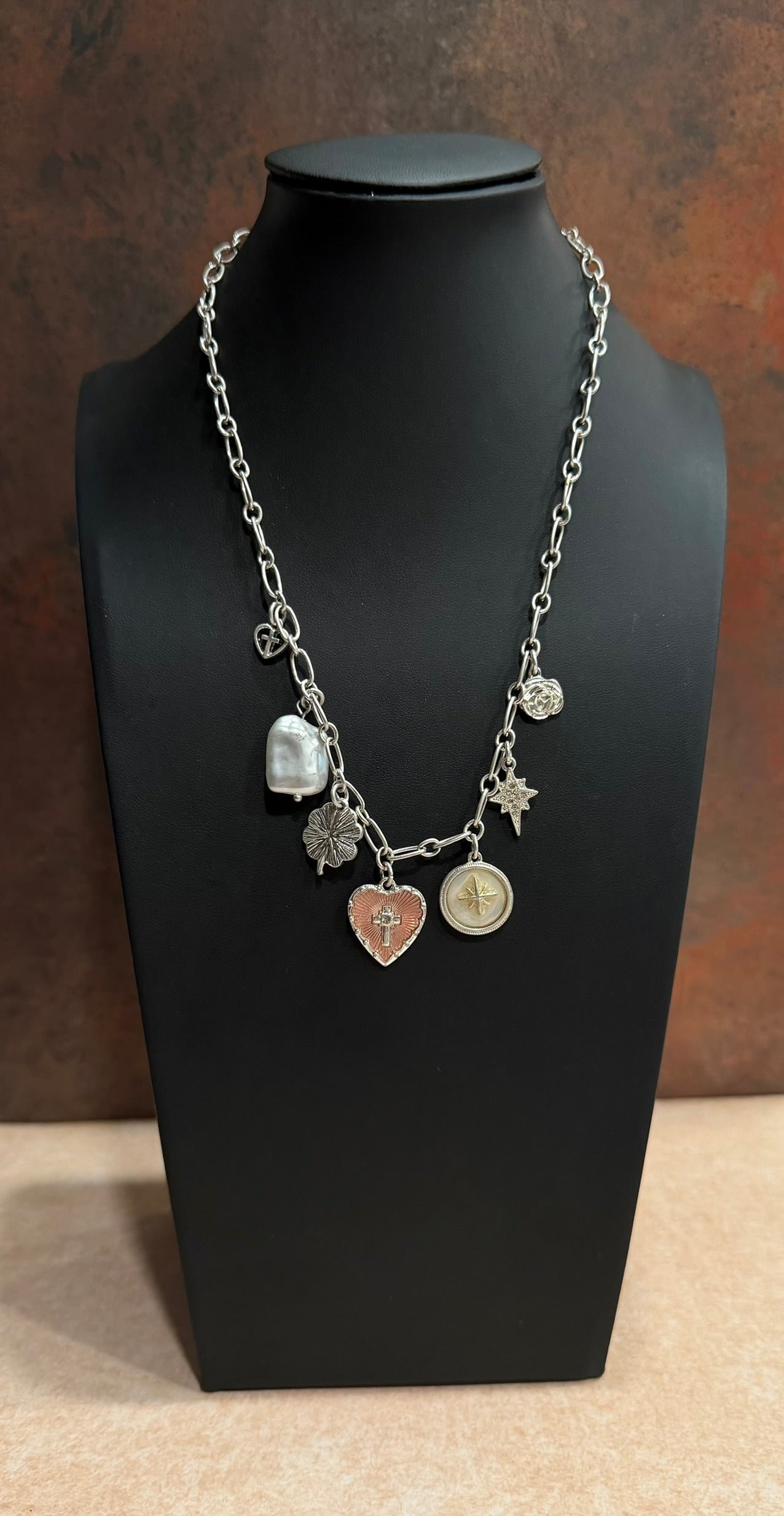 DC Silver Hearts & Stars Charm Necklace