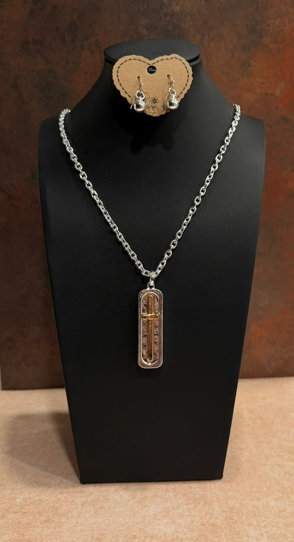 DC Faith &  Strength Cross Pendant Necklace &  Earring Set