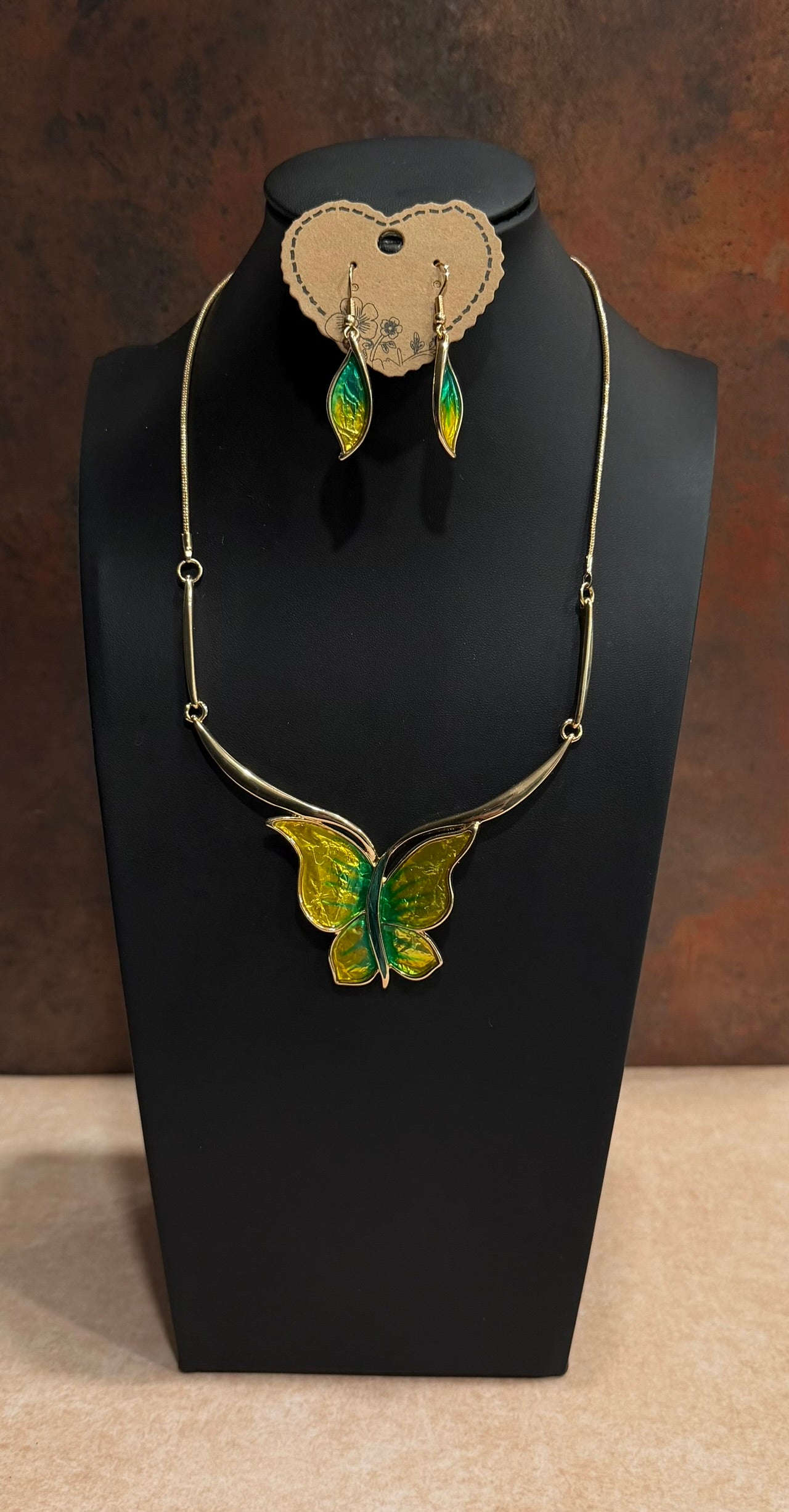 DC Butterfly Pendant Necklace & Earring Set