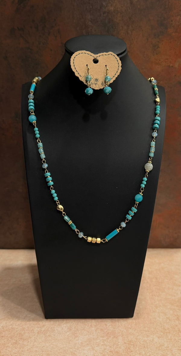 DC Turquoise Coast Beaded Necklace &  Earring Set